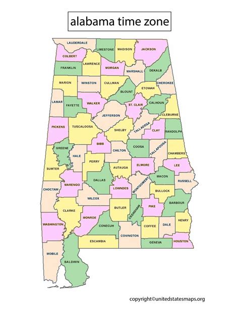 Alabama (AL) time zone .